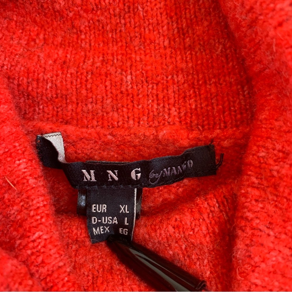 MNG By Mango Women's Size XL Red Long Sleeve Buttoned Turtleneck Knit Sweater - Picture 4 of 10